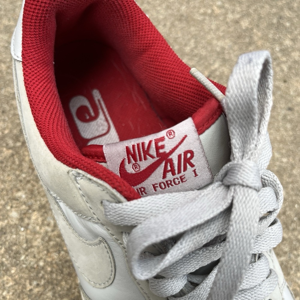 Nike Air Force 1 Sneakers Men's 8 Grey Varsity Red Y2K Low Top Basketball Shoes - Picture 12 of 16